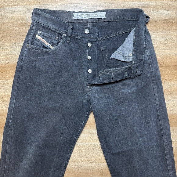 Vintage Diesel Cheyenne Jeans Men 32x30 Black Straight Leg Whiskered Faded Y2K - Picture 2 of 12